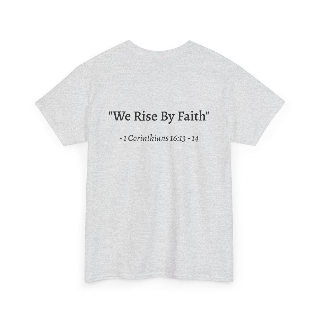 BFMI Women T‑Shirt — "We Rise By Faith" Christian Ministry Tee V2