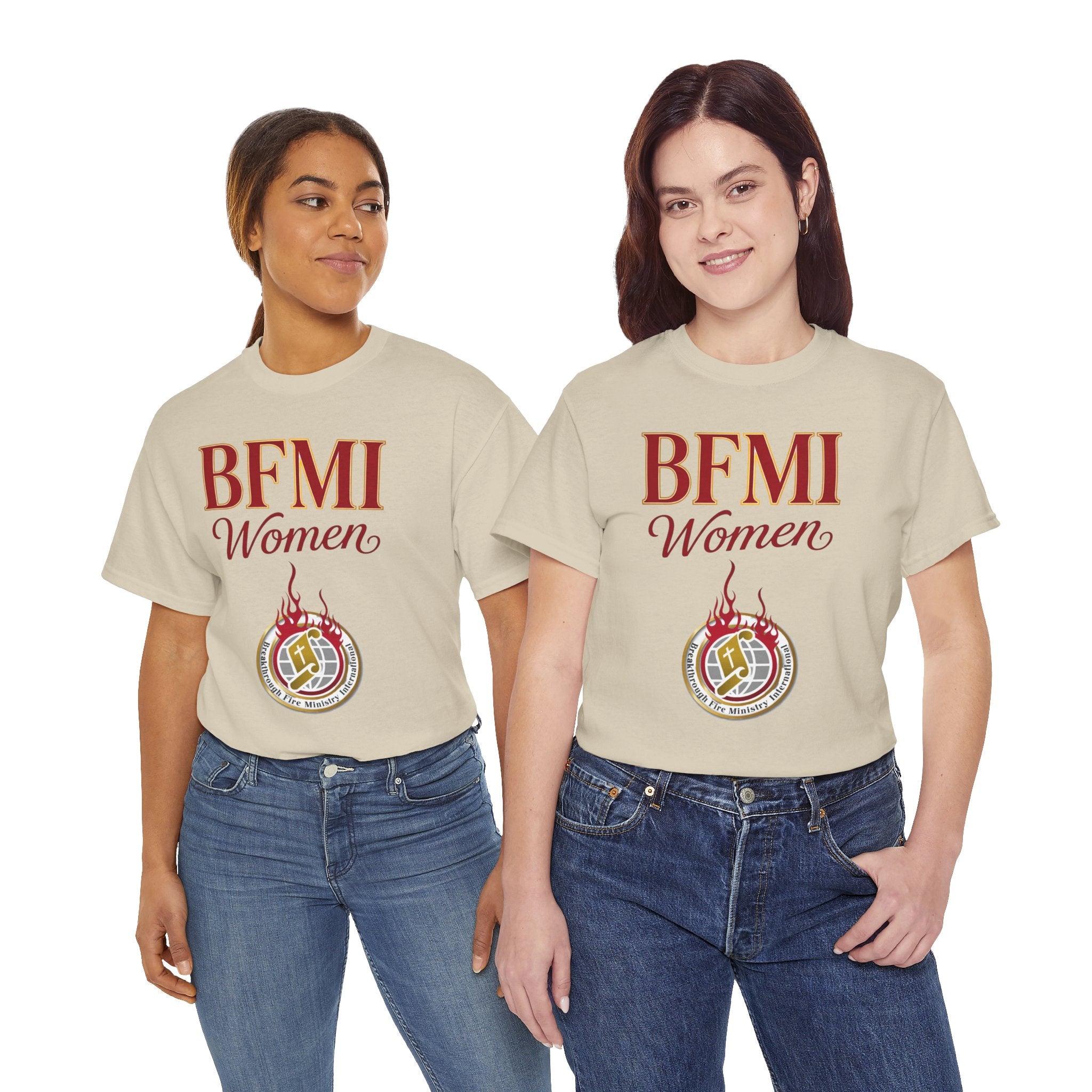 BFMI Women T‑Shirt — "We Rise By Faith" Christian Ministry Tee V2 more red