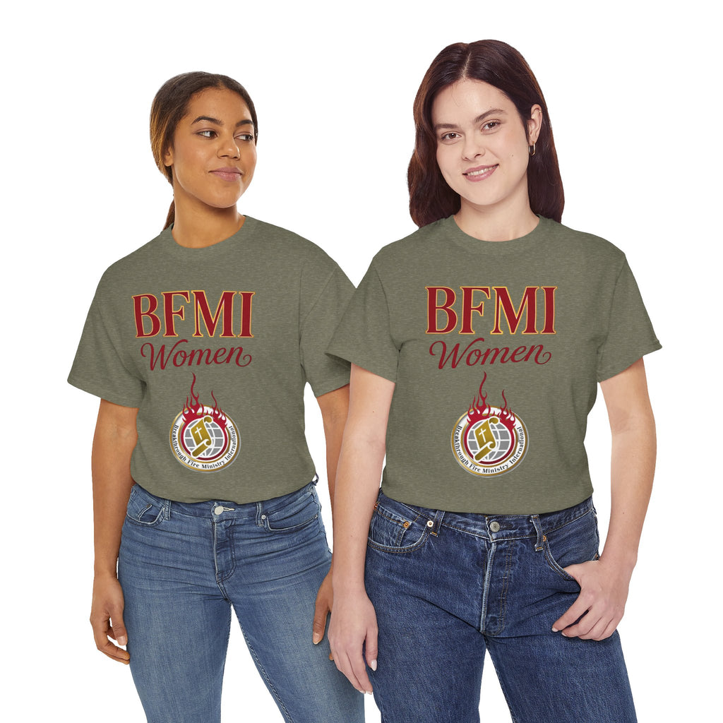 BFMI Women T‑Shirt — "We Rise By Faith" Christian Ministry Tee V2 more red