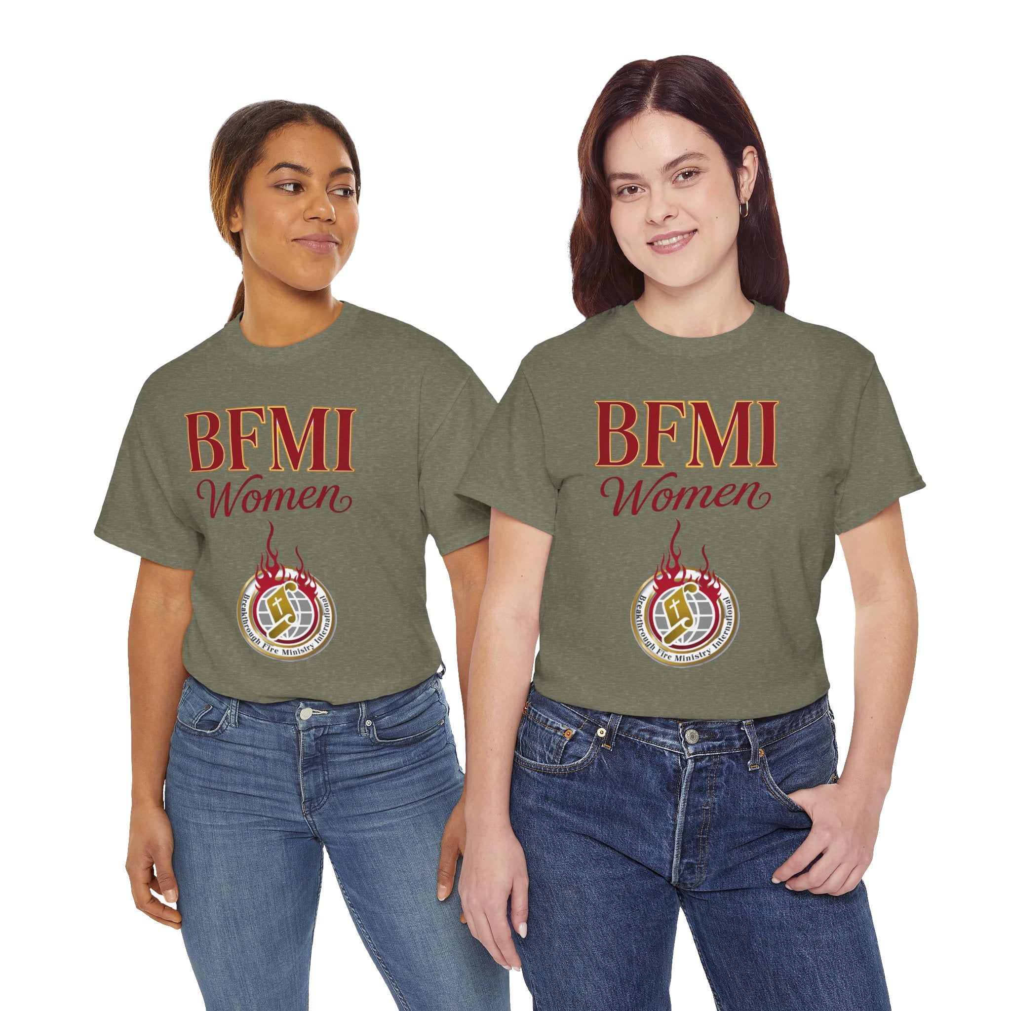 BFMI Women T‑Shirt — "We Rise By Faith" Christian Ministry Tee V2 more red