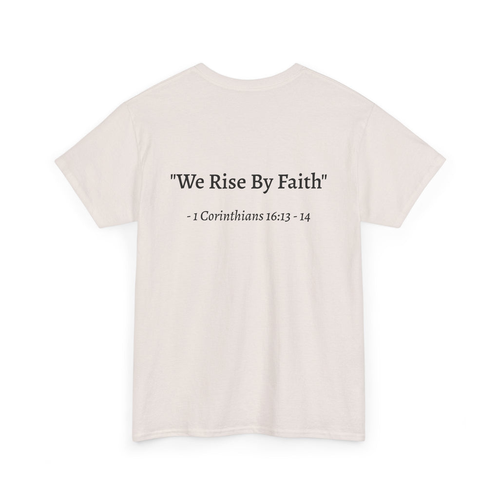 BFMI Women T‑Shirt — "We Rise By Faith" Christian Ministry Tee V2