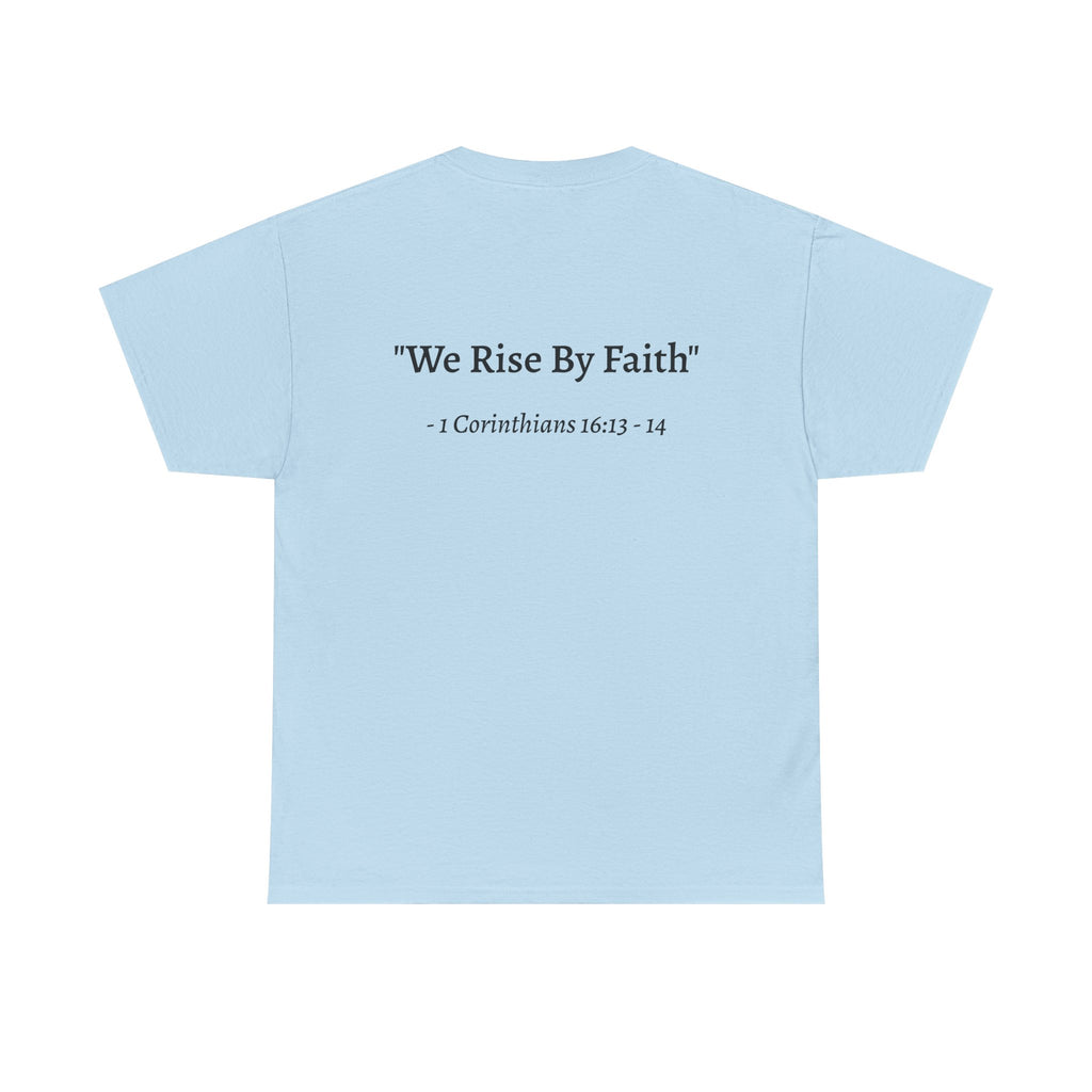 BFMI Women T‑Shirt — "We Rise By Faith" Christian Ministry Tee V2
