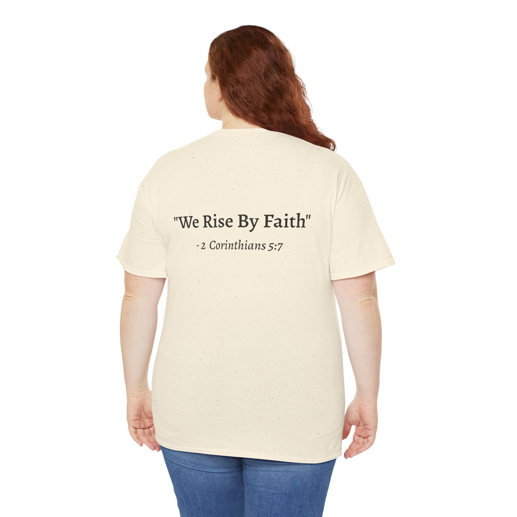 BFMI Women T‑Shirt — "We Rise By Faith" Christian Ministry Tee V2 more red