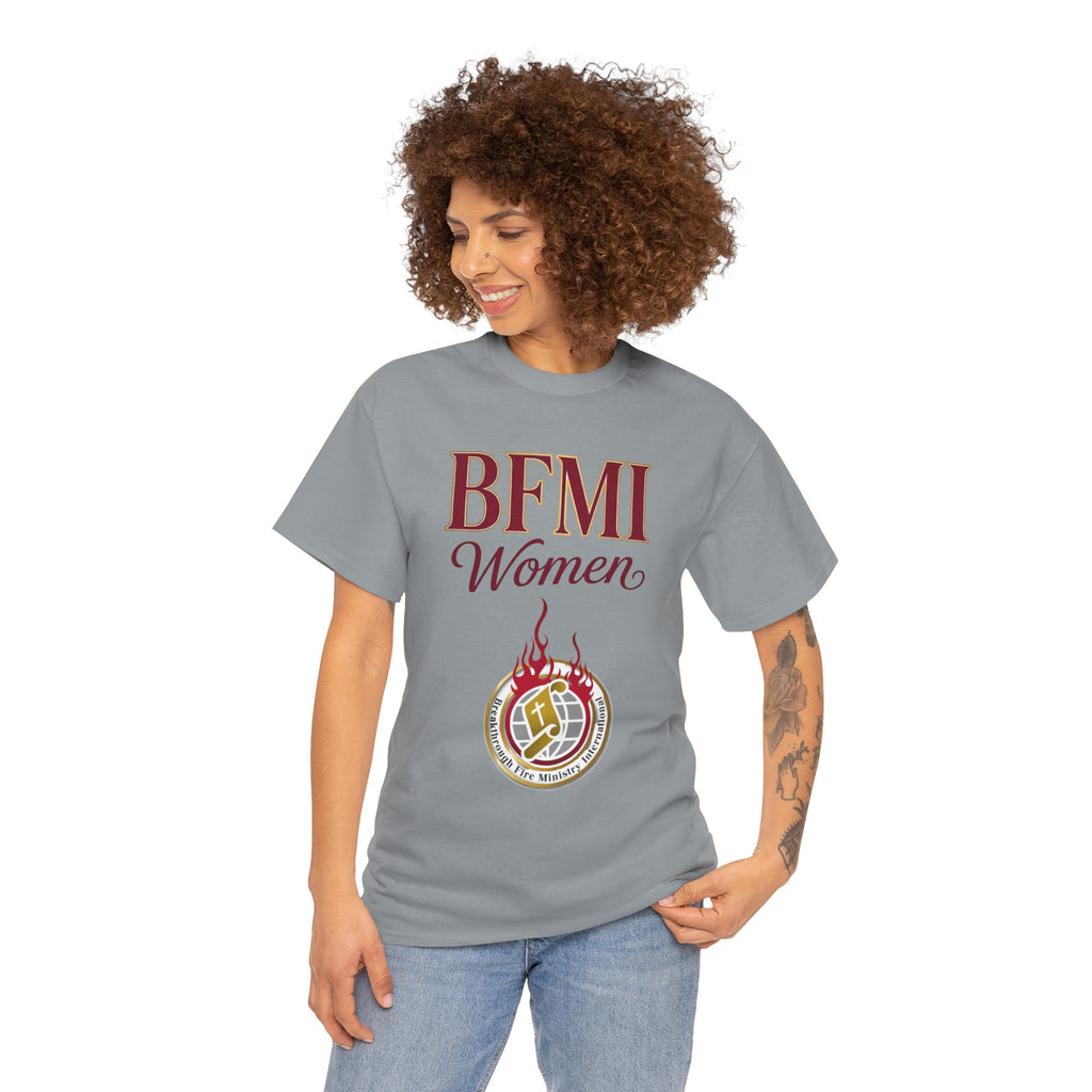 BFMI Women T‑Shirt — "We Rise By Faith" Christian Ministry Tee V2