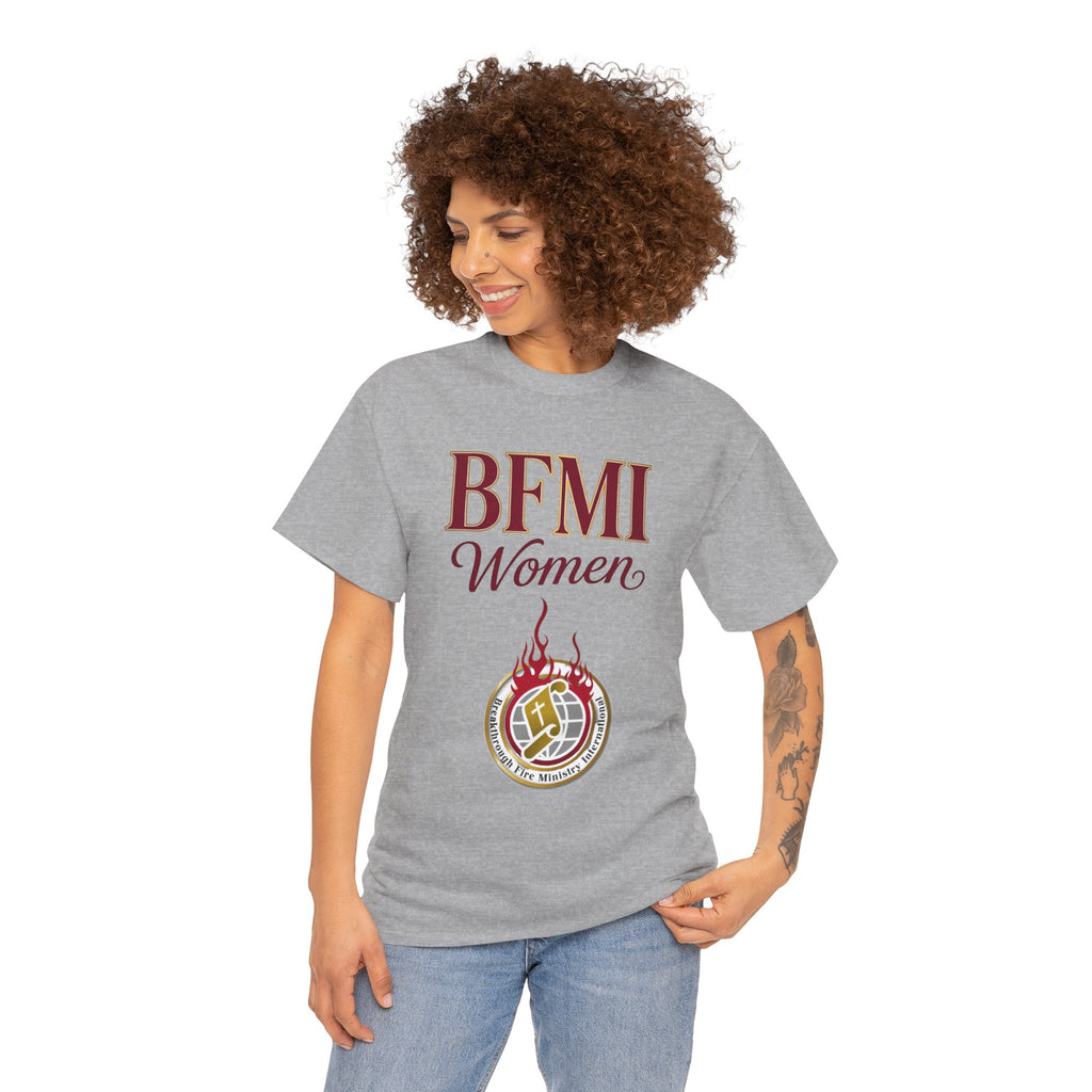 BFMI Women T‑Shirt — "We Rise By Faith" Christian Ministry Tee V2
