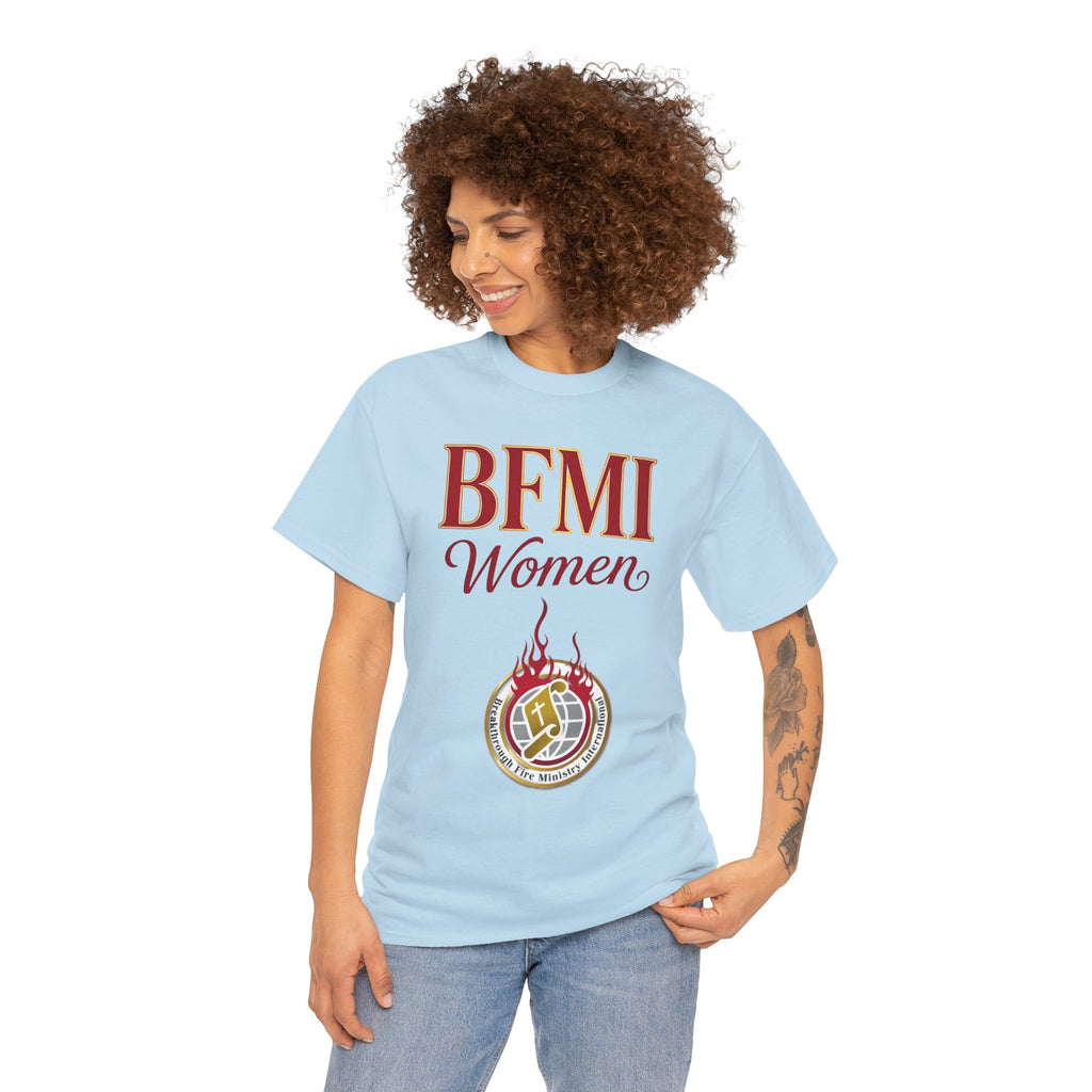 BFMI Women T‑Shirt — "We Rise By Faith" Christian Ministry Tee V2 more red