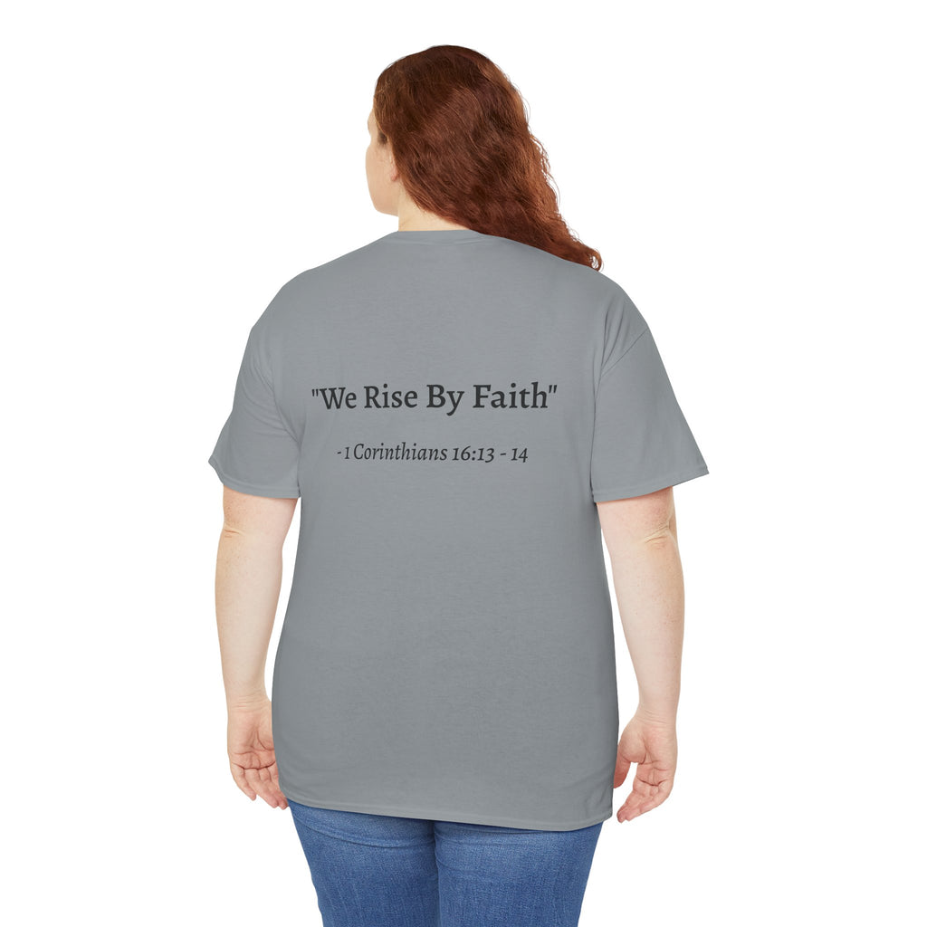 BFMI Women T‑Shirt — "We Rise By Faith" Christian Ministry Tee V2