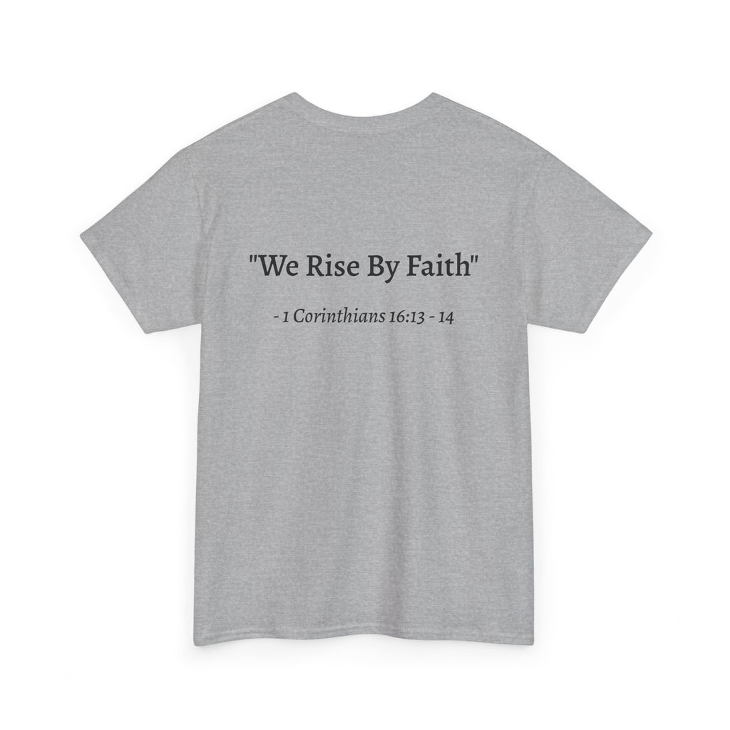 BFMI Women T‑Shirt — "We Rise By Faith" Christian Ministry Tee V2