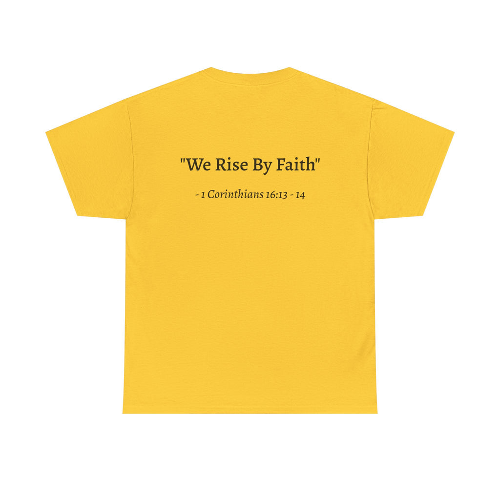 BFMI Women T‑Shirt — "We Rise By Faith" Christian Ministry Tee V2