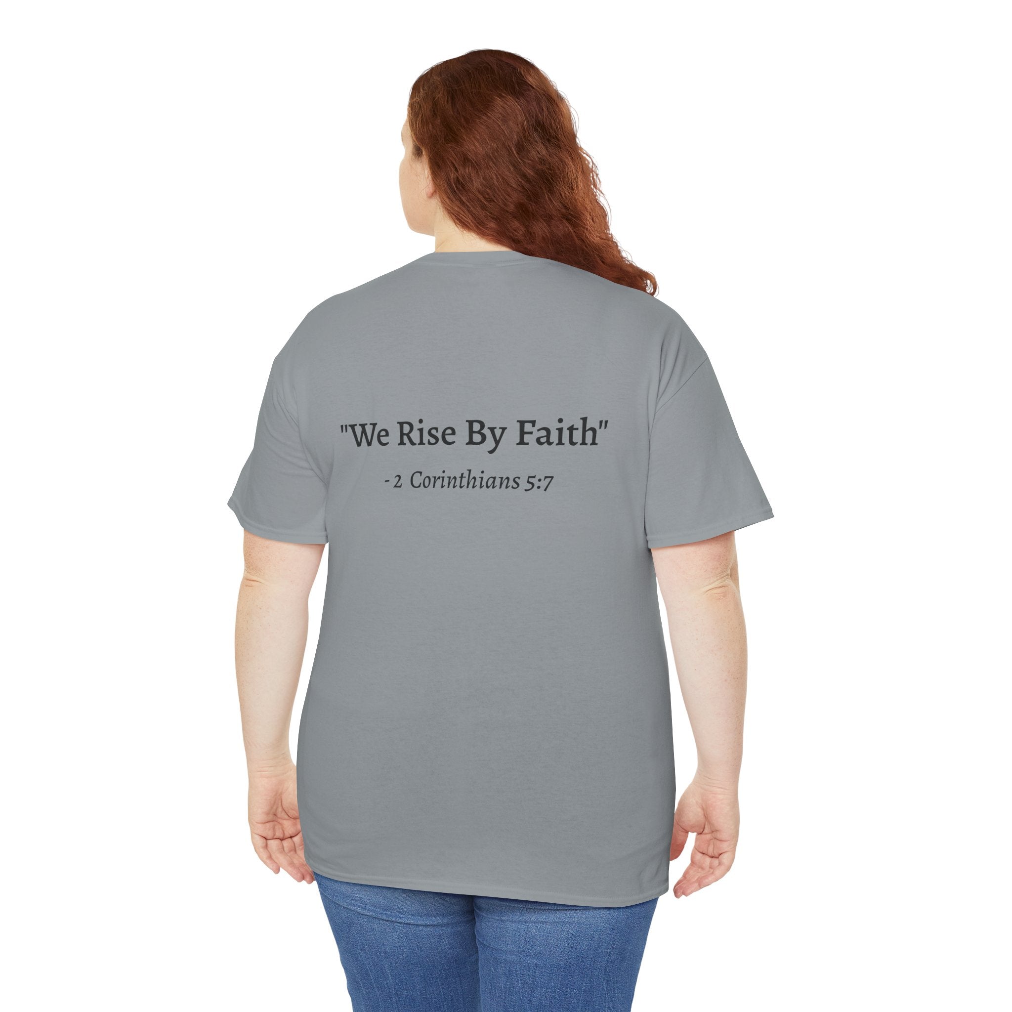 BFMI Women T‑Shirt — "We Rise By Faith" Christian Ministry Tee V2 more red