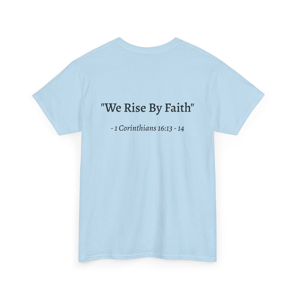 BFMI Women T‑Shirt — "We Rise By Faith" Christian Ministry Tee V2