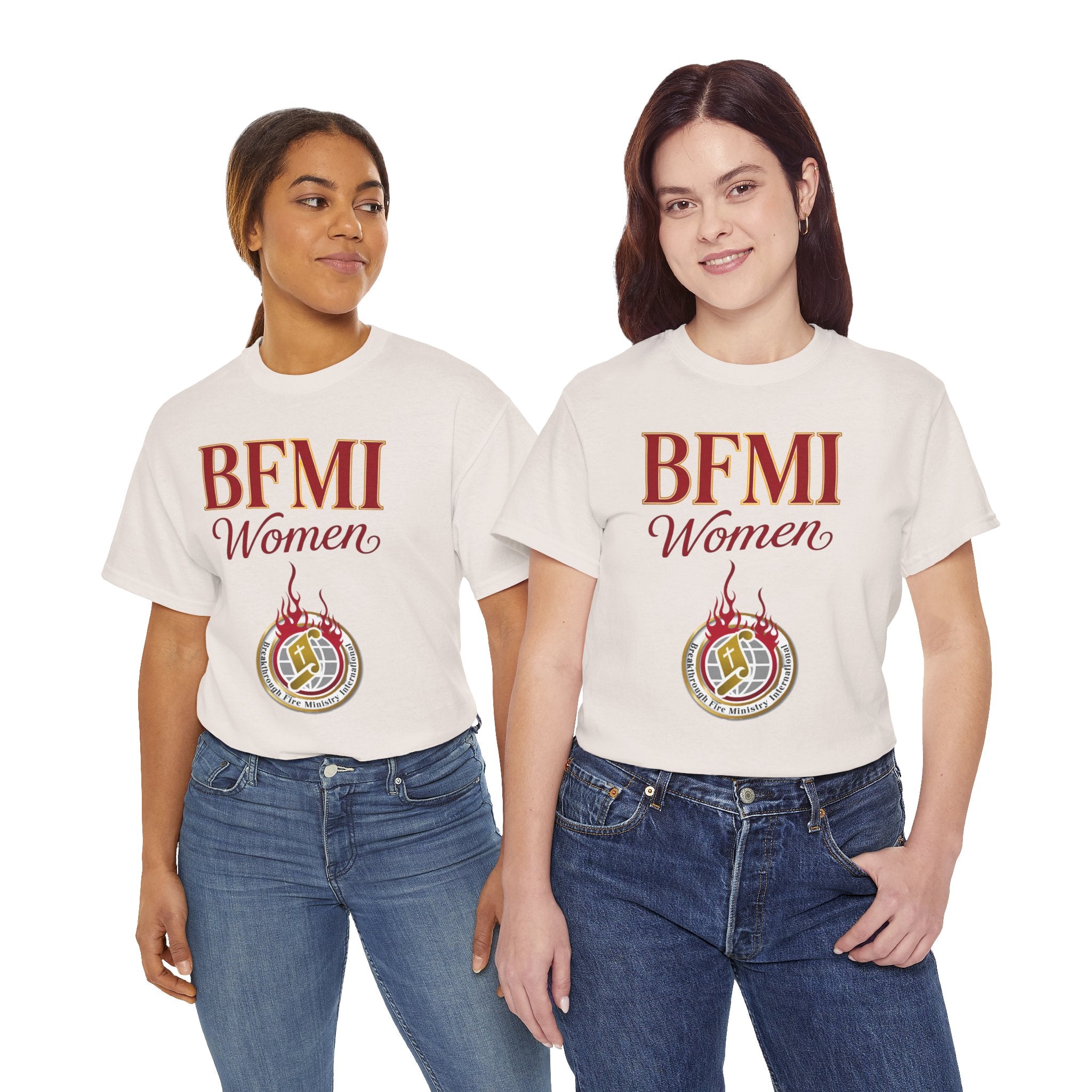 BFMI Women T‑Shirt — "We Rise By Faith" Christian Ministry Tee V2 more red