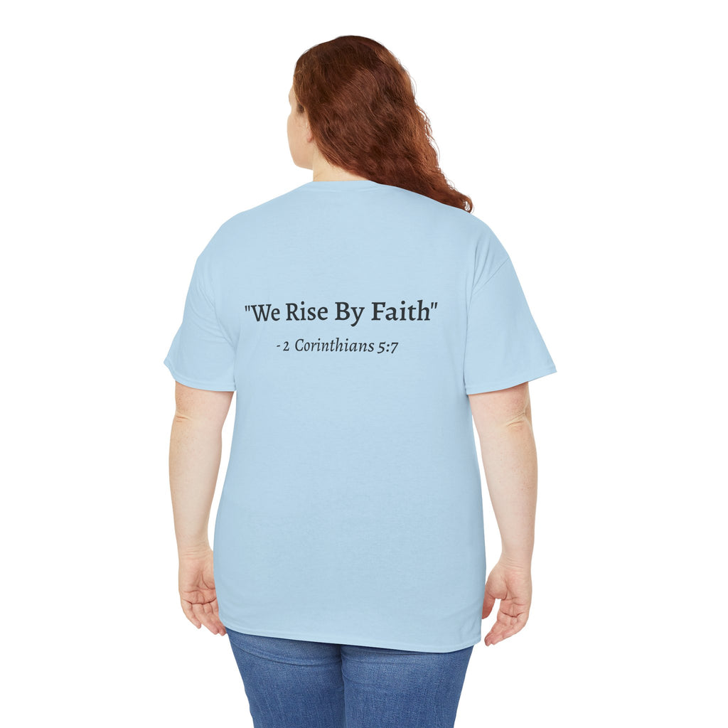 BFMI Women T‑Shirt — "We Rise By Faith" Christian Ministry Tee V2 more red