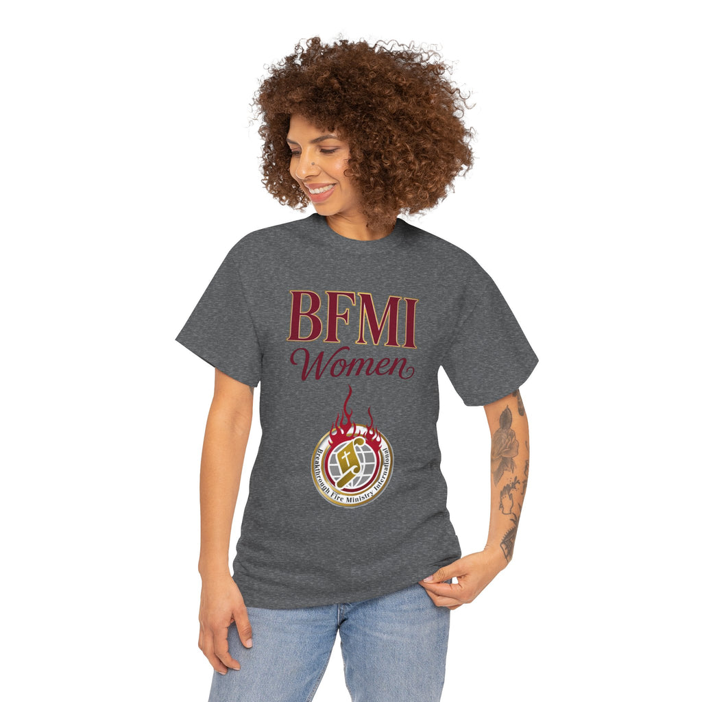 BFMI Women T‑Shirt — "We Rise By Faith" Christian Ministry Tee V2