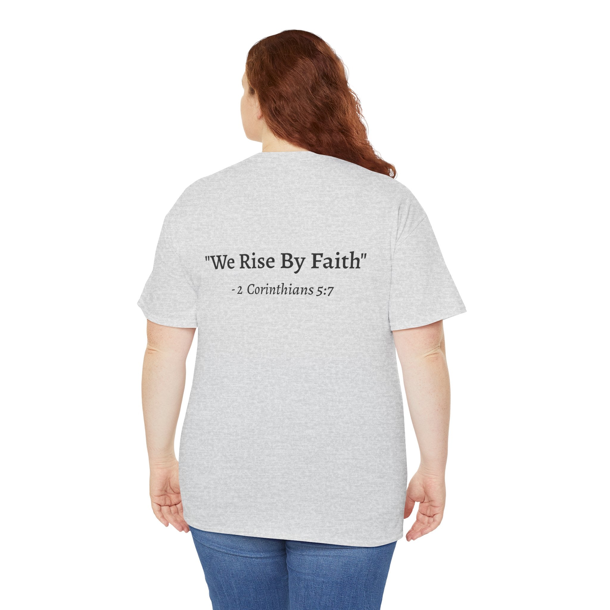BFMI Women T‑Shirt — "We Rise By Faith" Christian Ministry Tee V2 more red