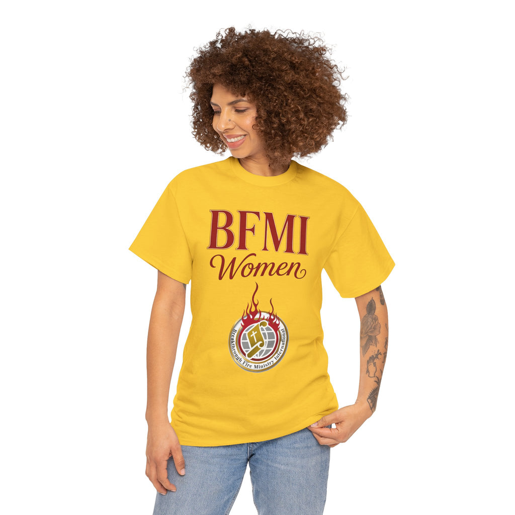 BFMI Women T‑Shirt — "We Rise By Faith" Christian Ministry Tee V2 more red