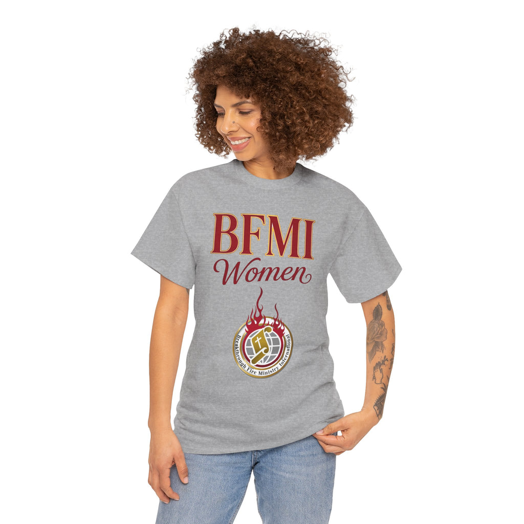 BFMI Women T‑Shirt — "We Rise By Faith" Christian Ministry Tee V2 more red