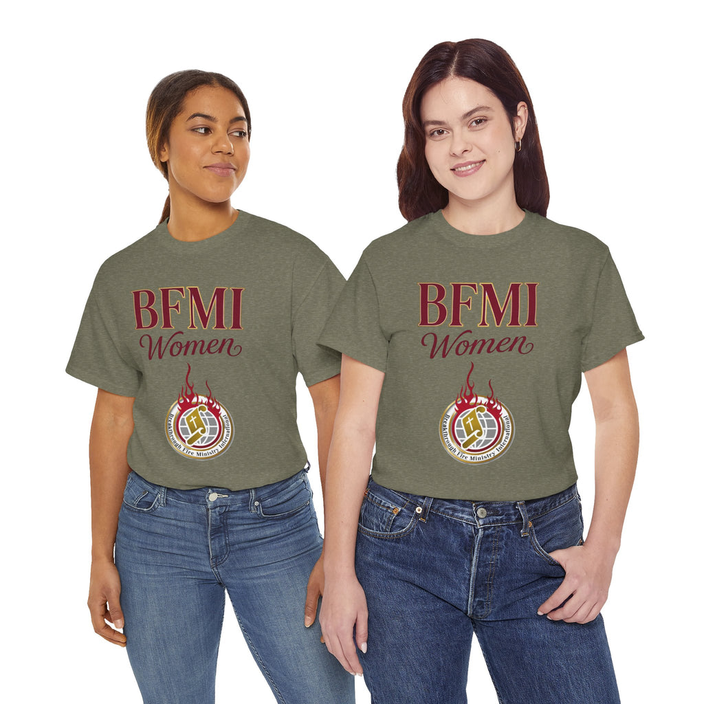 BFMI Women T‑Shirt — "We Rise By Faith" Christian Ministry Tee V2