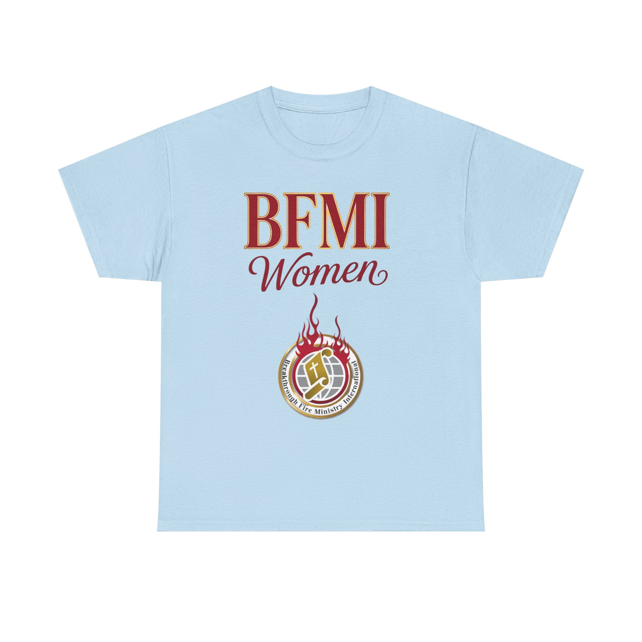 BFMI Women T‑Shirt — "We Rise By Faith" Christian Ministry Tee V2 more red